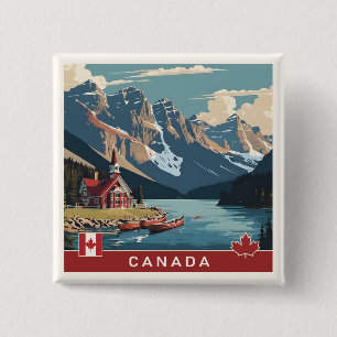 Badge Carré 5 Cm Affiche Canada Travel