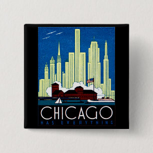 Badge Carré 5 Cm Affiche de Chicago de 1930 visites