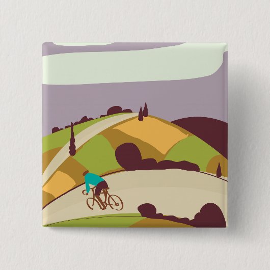 Badge Carré 5 Cm Affiche de cyclisme vintage (Devant)