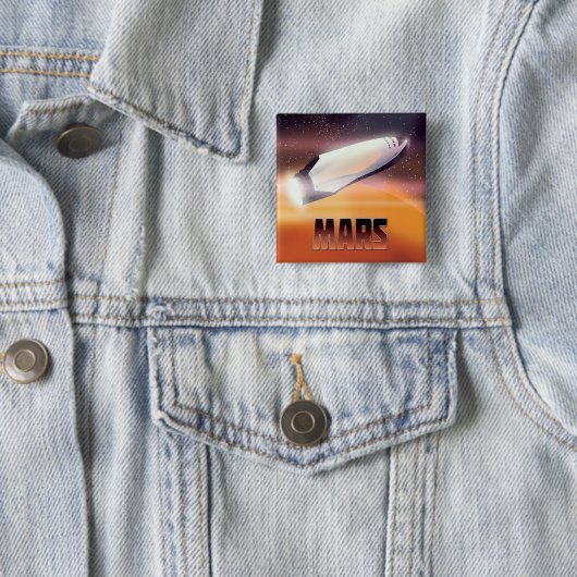 Badge Carré 5 Cm Affiche de l'espace de Mars (En situation)