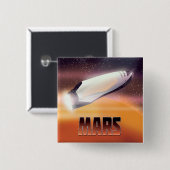 Badge Carré 5 Cm Affiche de l'espace de Mars (Devant & derrière)