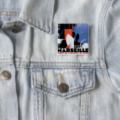 Badge Carré 5 Cm Affiche de Marseille (En situation)