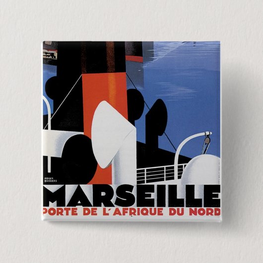 Badge Carré 5 Cm Affiche de Marseille (Devant)