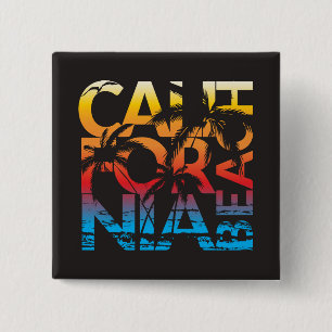 Badge Carré 5 Cm Affiche de plage de la Californie