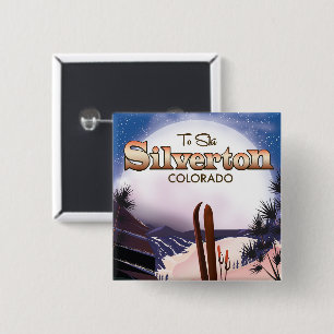 Badge Carré 5 Cm Affiche de ski Silverton Colorado