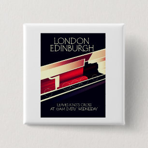 Badge Carré 5 Cm Affiche de style vintage Locomotive Londres Édimbo
