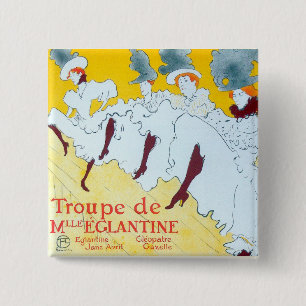 Badge Carré 5 Cm Affiche de Toulouse Lautrec Jeune Fille Jaune Dans