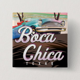 Badge Carré 5 Cm Affiche de vacances Boca Chica Texas