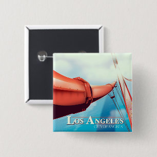 Badge Carré 5 Cm Affiche de vacances de Los Angeles "ville des Ange