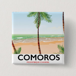 Badge Carré 5 Cm Affiche de vacances des îles Comores.