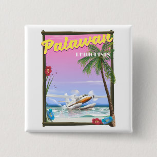 Badge Carré 5 Cm Affiche de vol Palawan Philippines