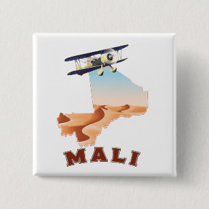 Badge Carré 5 Cm Affiche de voyage de carte vintage Mali