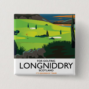 Badge Carré 5 Cm affiche de voyage de golf longniddry Écosse