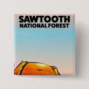 Badge Carré 5 Cm Affiche de voyage de la forêt nationale de Sawtoot