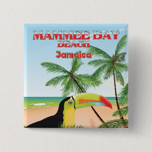 Badge Carré 5 Cm Affiche de voyage de la plage de Mammee Bay Jamaïq