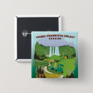 Badge Carré 5 Cm Affiche de voyage de l'oblast d'Ivano-Frankivsk Uk