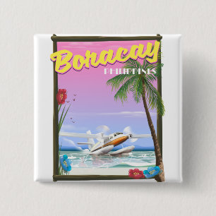 Badge Carré 5 Cm Affiche de voyage de plage de Boracay Philippines
