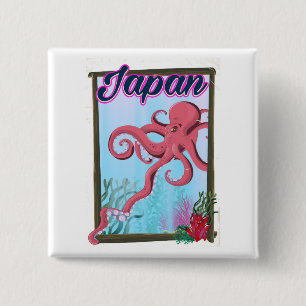 Badge Carré 5 Cm Affiche de voyage de style vintage Japon