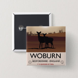 Badge Carré 5 Cm Affiche de voyage de style vintage Woburn - Bedfor