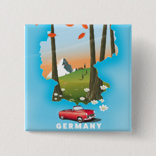 Badge Carré 5 Cm Affiche de voyage en Allemagne.