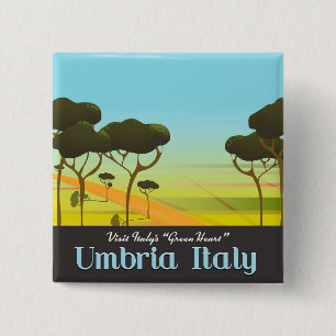 Badge Carré 5 Cm Affiche de voyage en Ombrie Italie