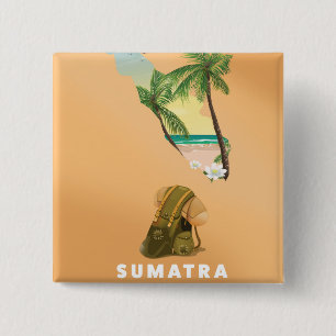 Badge Carré 5 Cm Affiche de voyage illustrée Sumatra