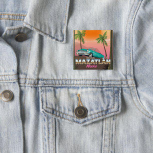 Badge Carré 5 Cm Affiche de voyage Mazatlán Mexique