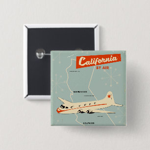 Badge Carré 5 Cm Affiche de voyage "par avion" en Californie de sty