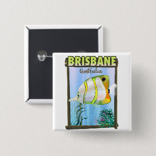 Badge Carré 5 Cm Affiche de voyage tropicale de Brisbane Australie
