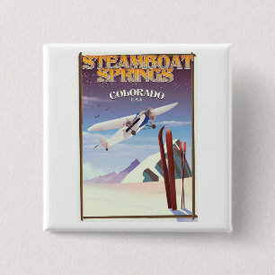 Badge Carré 5 Cm Affiche de voyage vintage de Steamboat Springs col