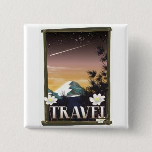 Badge Carré 5 Cm Affiche de voyage vintage édition Night Mountain