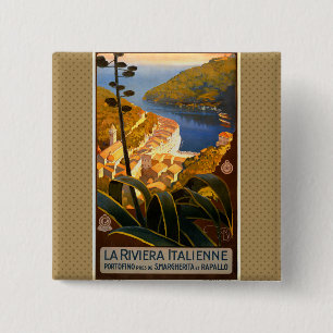 Badge Carré 5 Cm Affiche italienne Riviera Europe Italy Travel