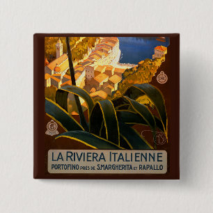 Badge Carré 5 Cm Affiche italienne Riviera Europe Italy Travel
