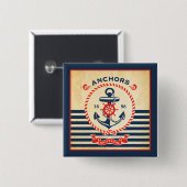 Badge Carré 5 Cm Affiche nautique vintage (Devant & derrière)