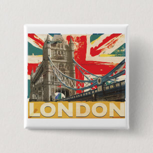 Badge Carré 5 Cm Affiche vintage de Londres