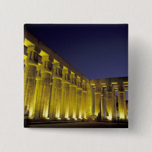 Badge Carré 5 Cm Afrique, Egypte, Louxor. Cour solaire d'Amenhotep