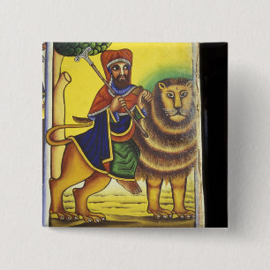 Badge Carré 5 Cm Afrique, Éthiopie. Œuvre d'art représentant le Lio