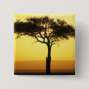 Badge Carré 5 Cm Afrique, Kenya, Masai Mara Game Reserve, Rising