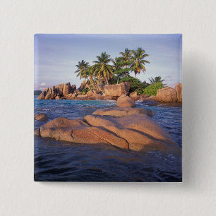Badge Carré 5 Cm Afrique, Océan Indien, Seychelles, Praslin