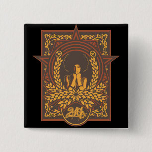 Badge Carré 5 Cm Afro de trouille de paix