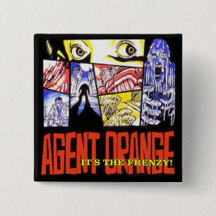 Badge Carré 5 Cm Agent Orange "c'est bouton de punk de carré de la
