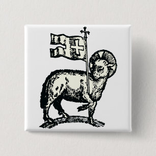Badge Carré 5 Cm Agneau de Dieu symbole de la foi chrétienne