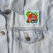 Badge Carré 5 Cm Agriculteurs de hibou (En situation)