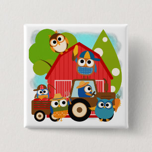 Badge Carré 5 Cm Agriculteurs de hibou