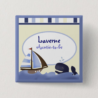 Badge Carré 5 Cm AHOTE MATE Blue Whale Voilier Personnalisé