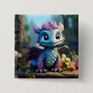 Badge Carré 5 Cm Aiden, un dragon lunaire