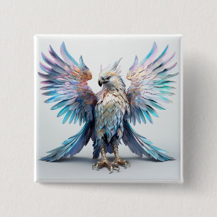 Badge Carré 5 Cm Aigle métallique Iridescendant