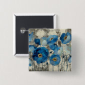 Badge Carré 5 Cm Aigue-marine florale (Devant & derrière)