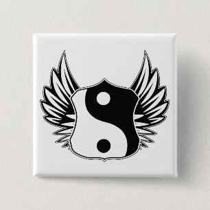 Badge Carré 5 Cm Ailes de Ying Yang