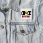 Badge Carré 5 Cm Aimant de poussin (En situation)